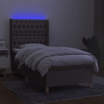 Letto a Molle con Materasso e LED Tortora 90x190 cm in Tessuto