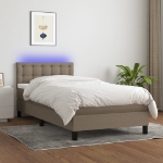 Letto a Molle con Materasso e LED Tortora 90x200 cm in Tessuto