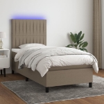 Letto a Molle con Materasso e LED Tortora 90x200 cm in Tessuto