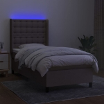 Letto a Molle con Materasso e LED Tortora 90x200 cm in Tessuto