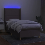 Letto a Molle con Materasso e LED Tortora 90x200 cm in Tessuto