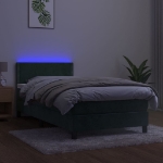 Letto a Molle con Materasso e LED Verde Scuro 100x200cm Velluto