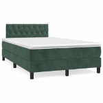 Letto a Molle con Materasso e LED Verde Scuro 120x190cm Velluto