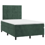 Letto a Molle con Materasso e LED Verde Scuro 120x190cm Velluto