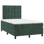 Letto a Molle con Materasso e LED Verde Scuro 120x190cm Velluto