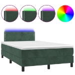 Letto a Molle con Materasso e LED Verde Scuro 120x190cm Velluto