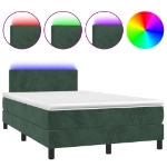 Letto a Molle con Materasso e LED Verde Scuro 120x190cm Velluto