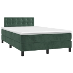 Letto a Molle con Materasso e LED Verde Scuro 120x200cm Velluto