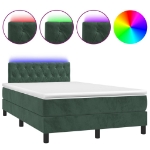 Letto a Molle con Materasso e LED Verde Scuro 120x200cm Velluto