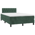 Letto a Molle con Materasso e LED Verde Scuro 120x200cm Velluto