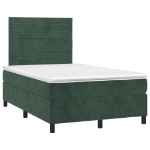 Letto a Molle con Materasso e LED Verde Scuro 120x200cm Velluto