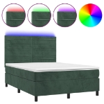 Letto a Molle con Materasso e LED Verde Scuro 140x190cm Velluto