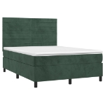 Letto a Molle con Materasso e LED Verde Scuro 140x190cm Velluto