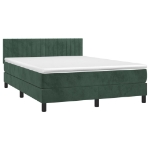 Letto a Molle con Materasso e LED Verde Scuro 140x190cm Velluto