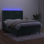 Letto a Molle con Materasso e LED Verde Scuro 140x190cm Velluto