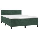 Letto a Molle con Materasso e LED Verde Scuro 140x190cm Velluto