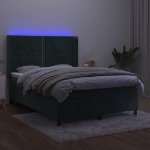 Letto a Molle con Materasso e LED Verde Scuro 140x190cm Velluto