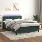 Letto a Molle con Materasso e LED Verde Scuro 140x190cm Velluto