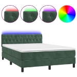 Letto a Molle con Materasso e LED Verde Scuro 140x190cm Velluto