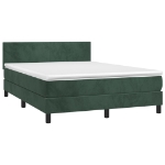 Letto a Molle con Materasso e LED Verde Scuro 140x200cm Velluto