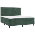 Letto a Molle con Materasso e LED Verde Scuro 160x200cm Velluto