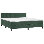 Letto a Molle con Materasso e LED Verde Scuro 160x200cm Velluto