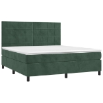 Letto a Molle con Materasso e LED Verde Scuro 160x200cm Velluto