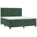 Letto a Molle con Materasso e LED Verde Scuro 160x200cm Velluto