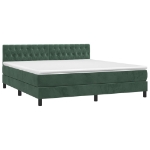 Letto a Molle con Materasso e LED Verde Scuro 160x200cm Velluto