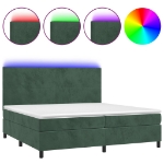 Letto a Molle con Materasso e LED Verde Scuro 200x200cm Velluto