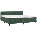 Letto a Molle con Materasso e LED Verde Scuro 200x200cm Velluto