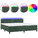 Letto a Molle con Materasso e LED Verde Scuro 200x200cm Velluto