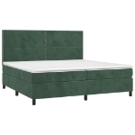 Letto a Molle con Materasso e LED Verde Scuro 200x200cm Velluto