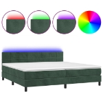 Letto a Molle con Materasso e LED Verde Scuro 200x200cm Velluto