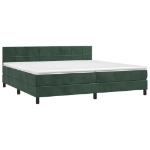 Letto a Molle con Materasso e LED Verde Scuro 200x200cm Velluto