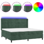 Letto a Molle con Materasso e LED Verde Scuro 200x200cm Velluto