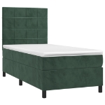 Letto a Molle con Materasso e LED Verde Scuro 80x200cm Velluto