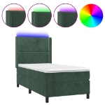 Letto a Molle con Materasso e LED Verde Scuro 80x200cm Velluto