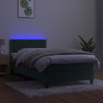 Letto a Molle con Materasso e LED Verde Scuro 80x200cm Velluto