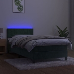 Letto a Molle con Materasso e LED Verde Scuro 90x190 cm Velluto