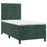 Letto a Molle con Materasso e LED Verde Scuro 90x190 cm Velluto