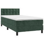 Letto a Molle con Materasso e LED Verde Scuro 90x200cm Velluto