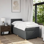 Letto a Molle con Materasso Grigio Scuro Singolo in Tessuto