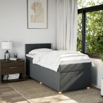 Letto a Molle con Materasso Grigio Scuro Singolo in Tessuto