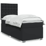 Letto a Molle con Materasso Nero Singolo in Similpelle