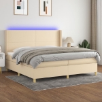 Letto a Molle Materasso e LED bianco 200x200cm in Tessuto