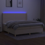 Letto a Molle Materasso e LED bianco 200x200cm in Tessuto