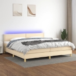 Letto a Molle Materasso e LED bianco 200x200cm in Tessuto