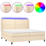 Letto a Molle Materasso e LED bianco 200x200cm in Tessuto