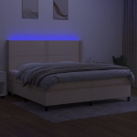 Letto a Molle Materasso e LED bianco 200x200cm in Tessuto